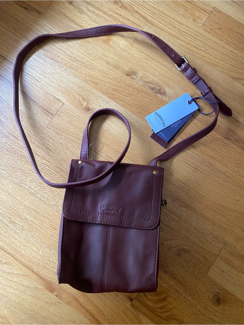 American Leather Crossbody Bag in Deep Burgundy